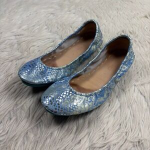 Tieks Women's 6 Paradise Blue Snakeskin Foldable Ballet Flats Leather Mermaid